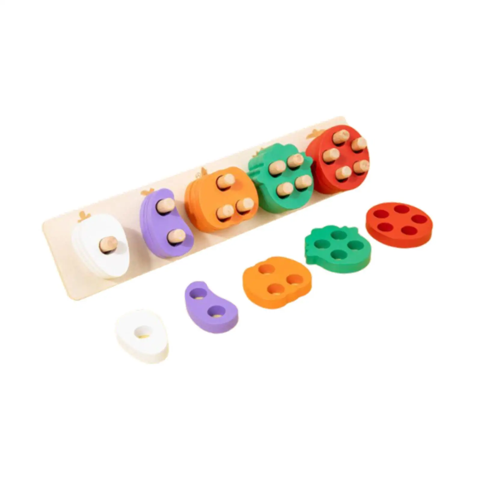 Montessori Wooden Shape Matching Toy Stack and Sort Board with 5 Geometric Shapes Color Blocks for Baby Fine Motor Skills