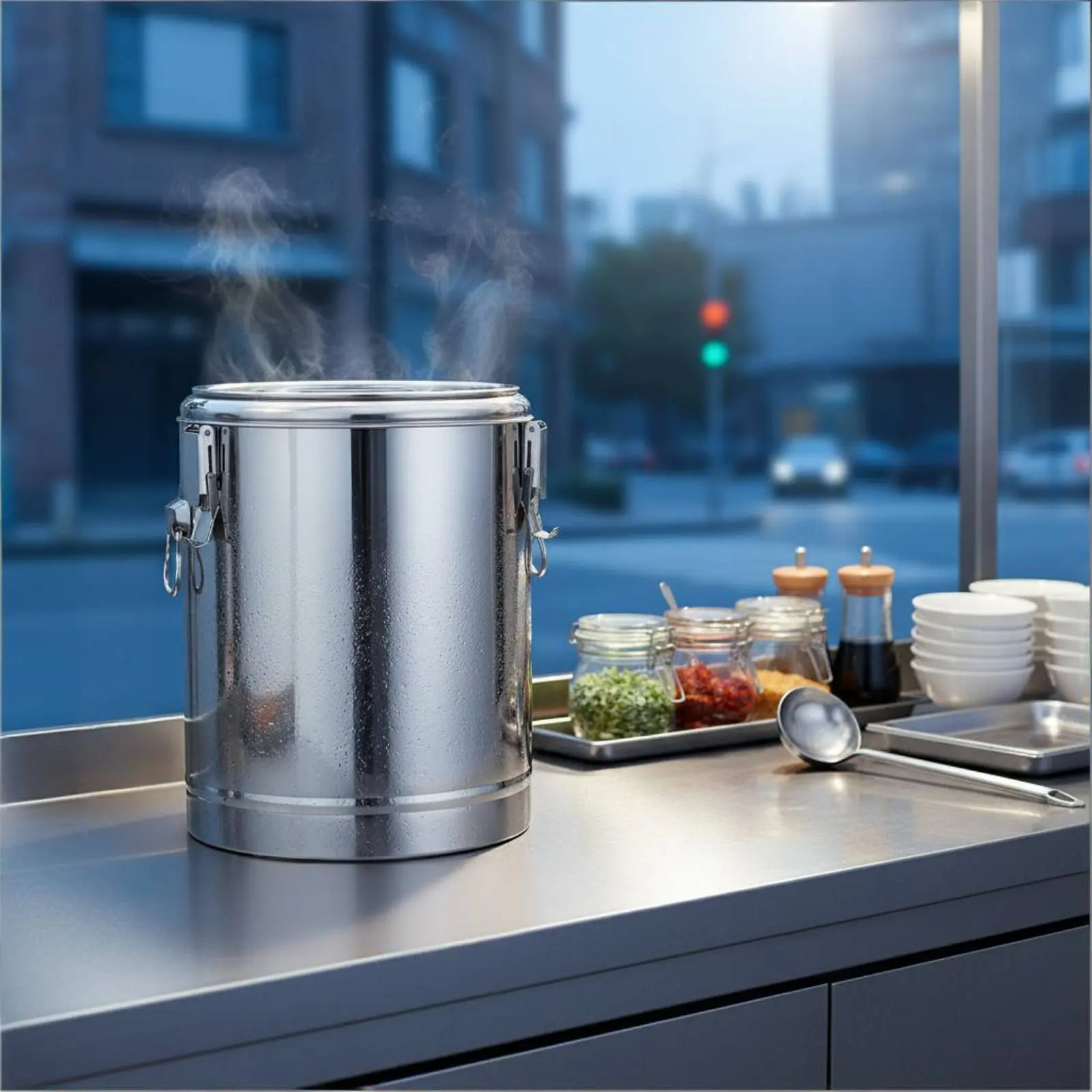 

Stainless Steel Insulated Container Leak-Resistant Thermal Soup Container Insulated Beverage Dispenser Rust-Resistant Catering