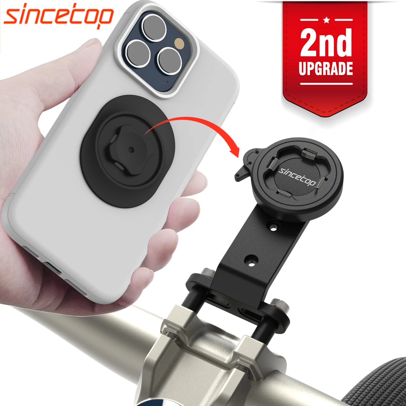 

Bike Phone Holder,Bicycle Out Front CellPhone Mount,Universal Aluminum MTB Road Bike Cycling Clamp for Gopro,Quick Attach/Detach