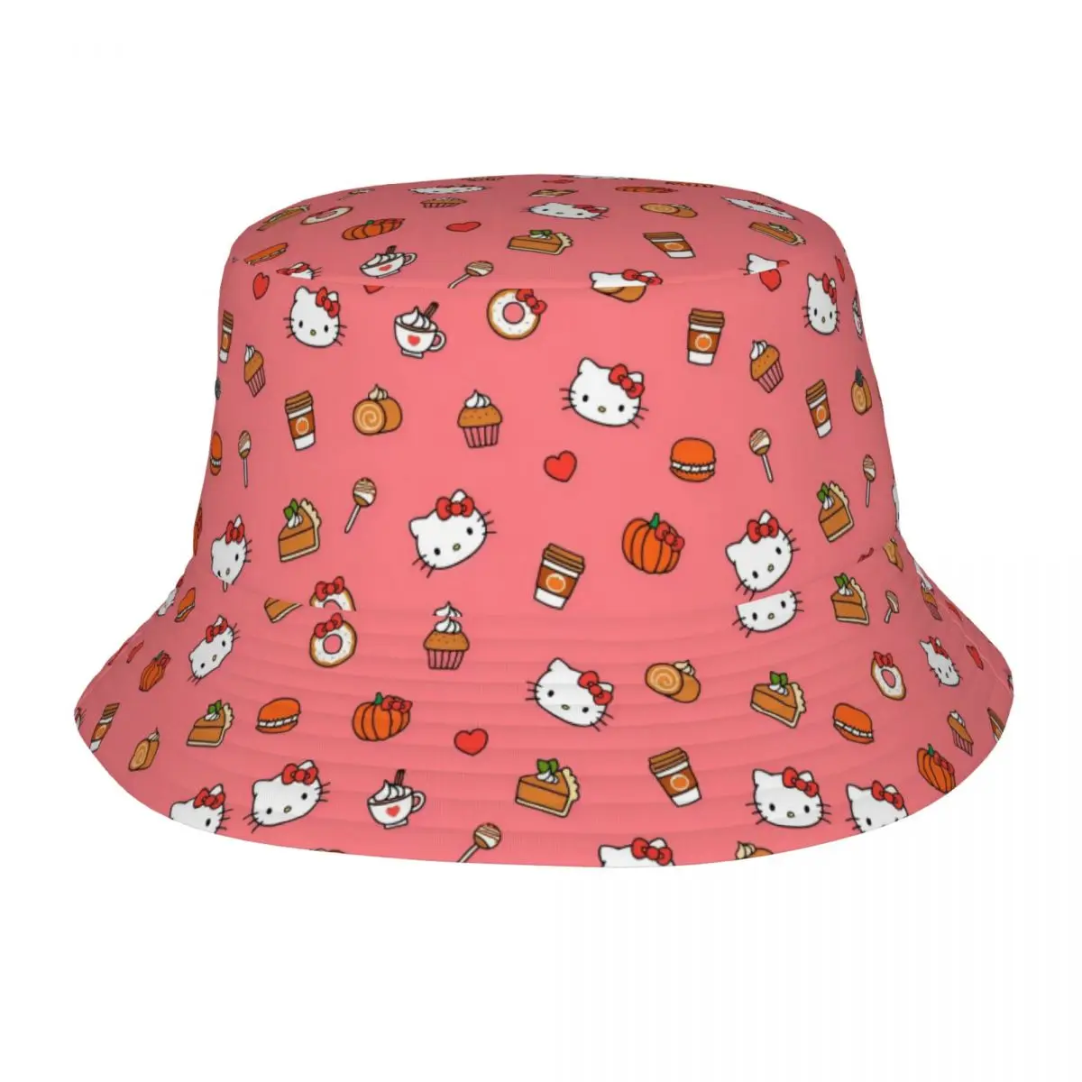 

Unisex Hello Kitty Red Bucket Hat Soft Fold Fisherman Hats Spring Vintage Vacation Caps Harajuku Design Visor Hat