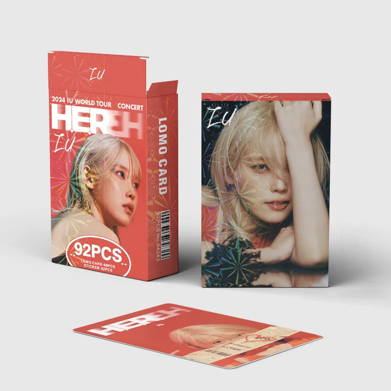 92 قطعة/المجموعة/مجموعة Kpop Idol Girl IU ألبوم جديد سلسلة HEREH بطاقات لومو عالية الجودة مطبوعة بطاقات صور ملصقات هدايا المشجعين Lee Ji Eun