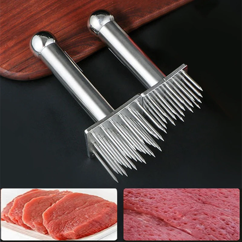 Kitchen Loose Tender Meat Needle Stainless Steel Profession Cooking Meat Tenderizer Tool For Beef Tender Steak Pork Chop Hammer