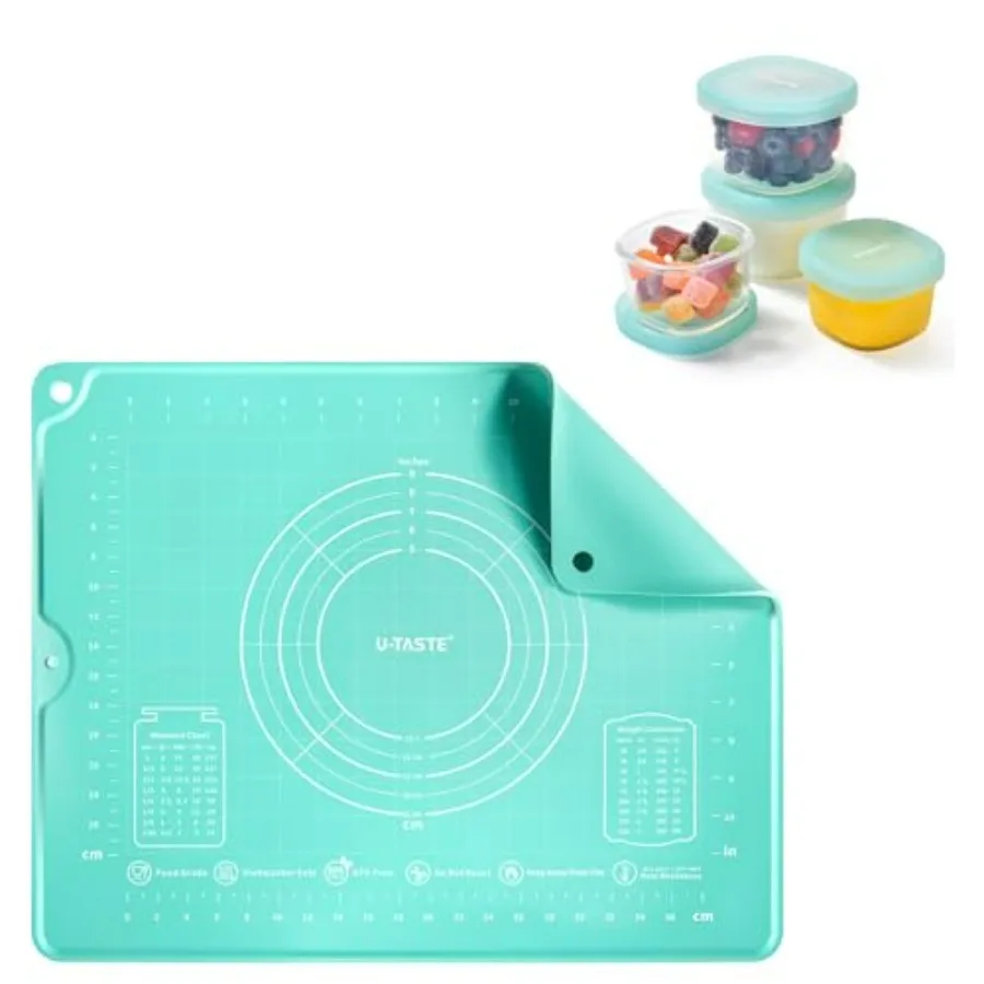 

16"x20" Food-Grade Liquid Silicone Pastry Mat and 3oz 6oz Small Storage Containers Food Grade Liquid-Silicone Freezer Box Set of