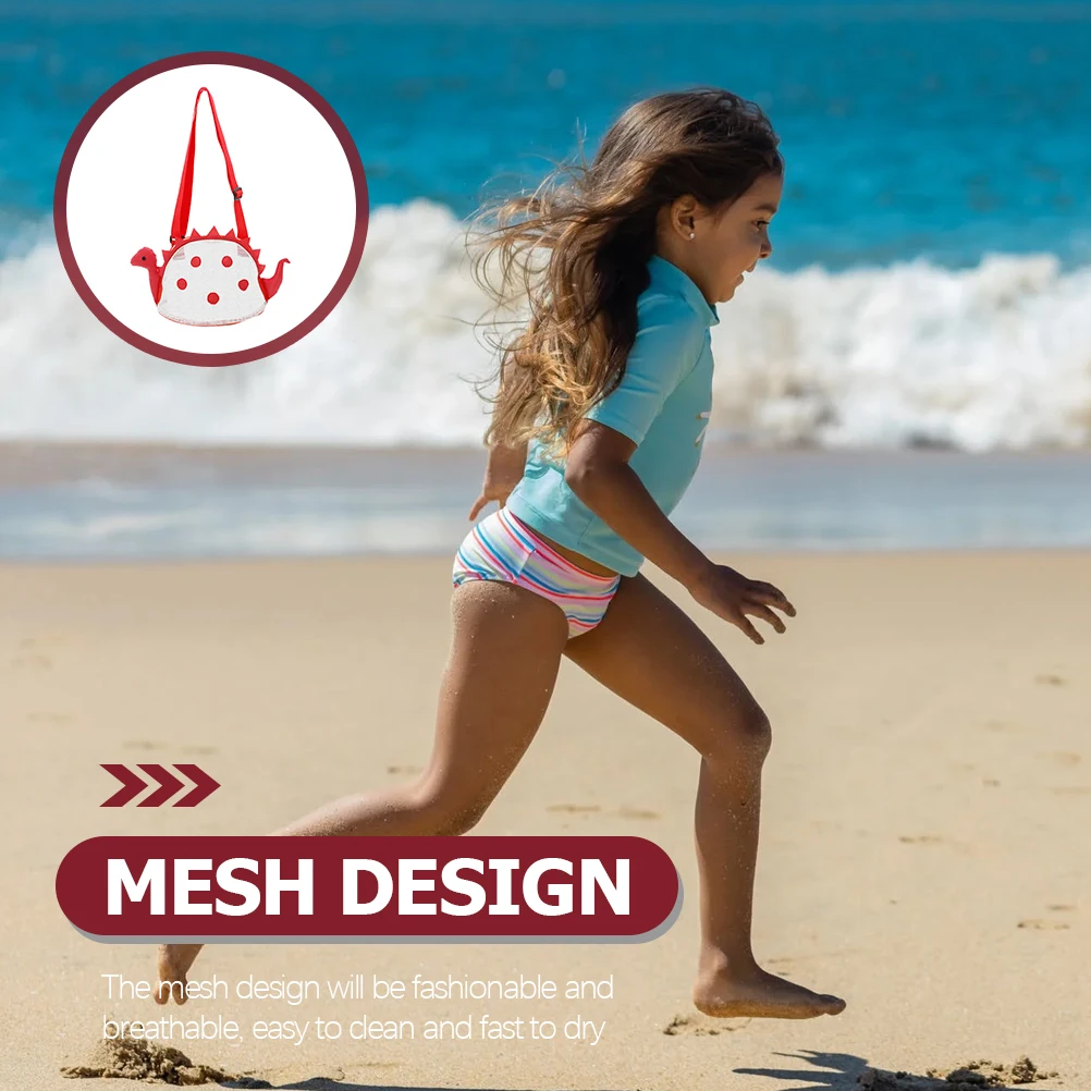 

Dinosaur Mesh Beach Bag Kids Storage Bag For Clothes Sand Play Seashell Lightweight Breathable Easy Clean Fast Dry