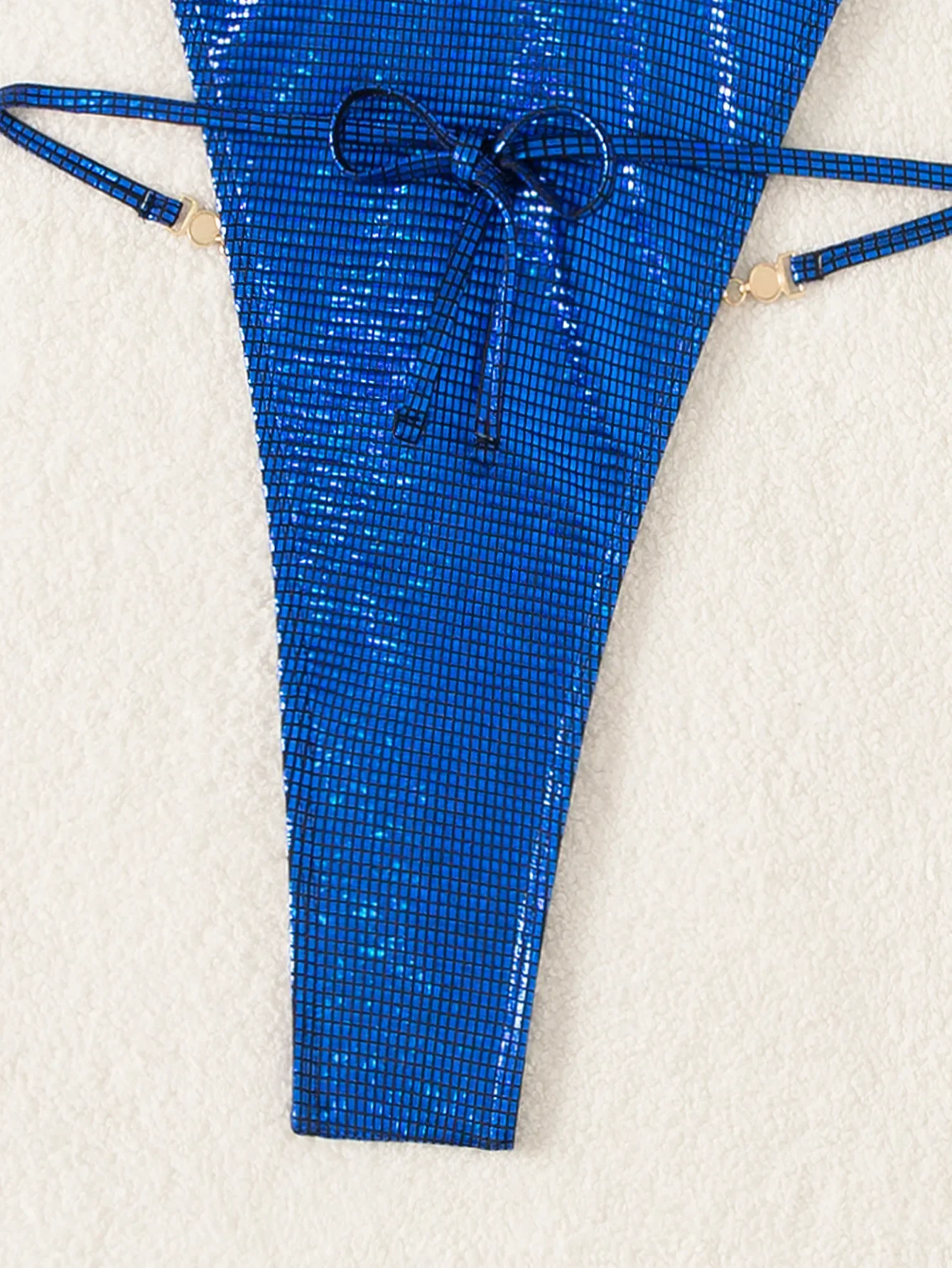 Costume da bagno intero blu lucido per donna, 2024 nuovo Bikini perizoma con strass senza schienale grande, costumi da bagno Monokini per le vacanze