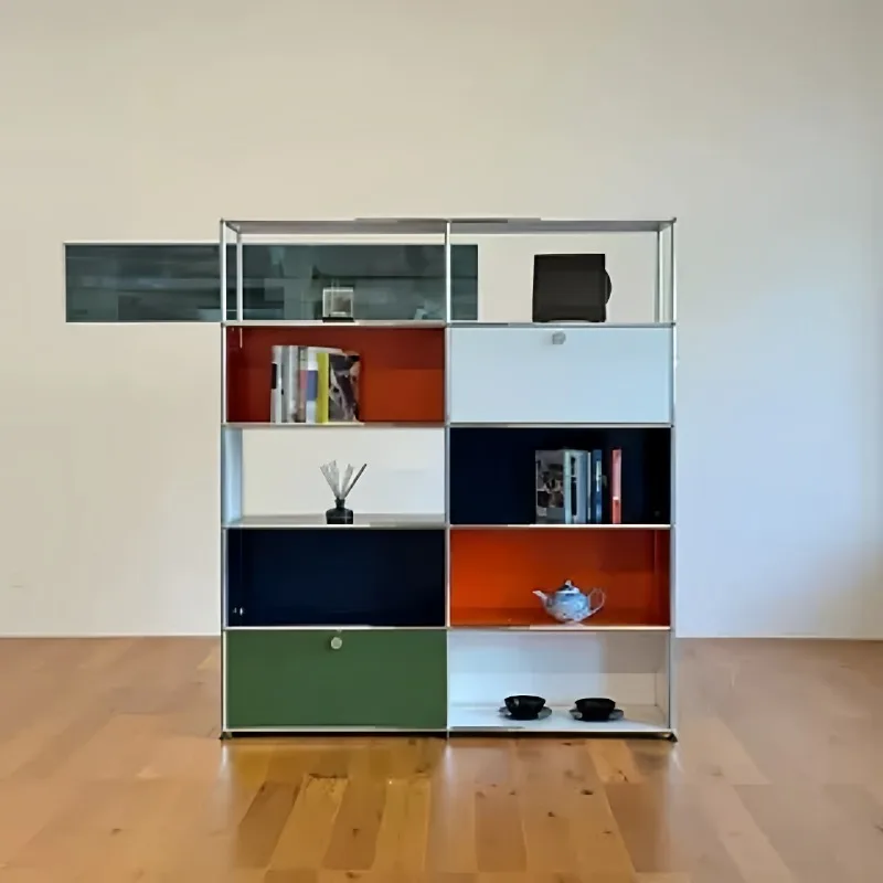 

Bookcase module combination medium antique color matching advanced sense storage cabinet