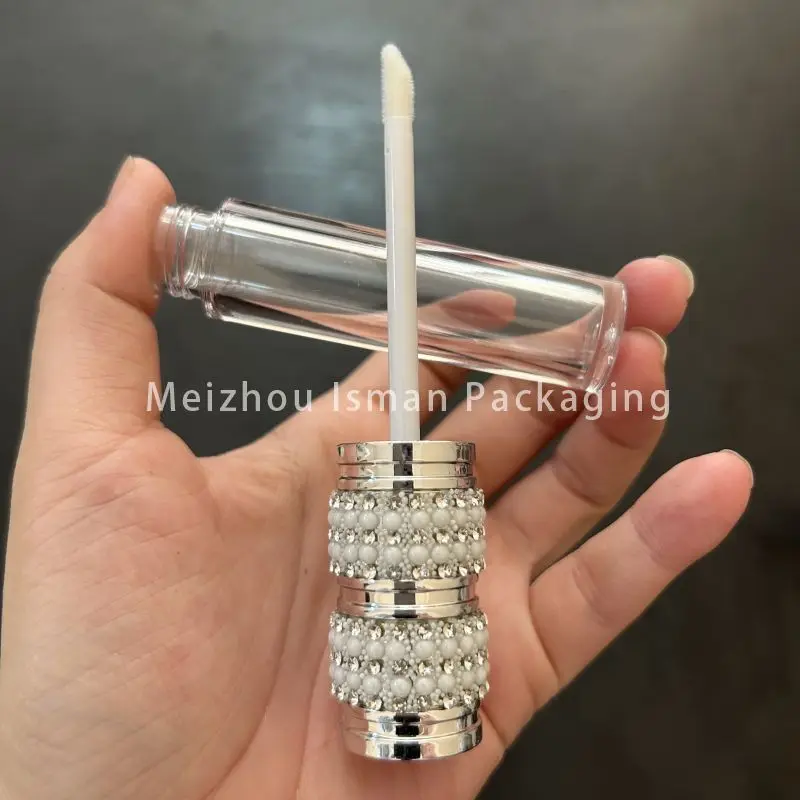 50Pcs 5ml sliver rose gold crystal bling diamond rhinestone empty lipgloss wand Tubes pearl lip gloss container tube