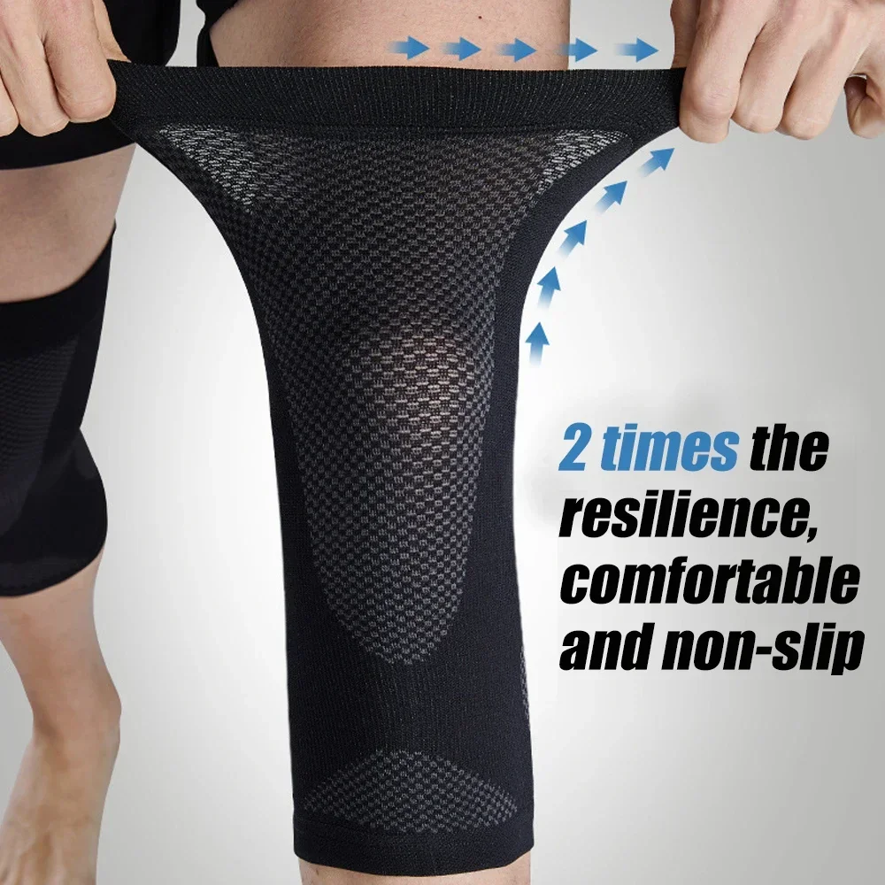 1Pair Thin Knee Brace Support Elasticated Ultra Thin Compression Knee Sleeve Leg Arthritis Injury Bandage Sleeves Sports Fitness