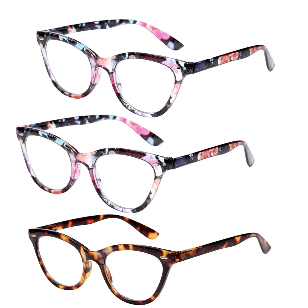 3pc Fashion Cat Eye Auto Focus Reading Glasses, Smart Auto-adjusting Presbyopia Glasses Clear Vision for Men Women