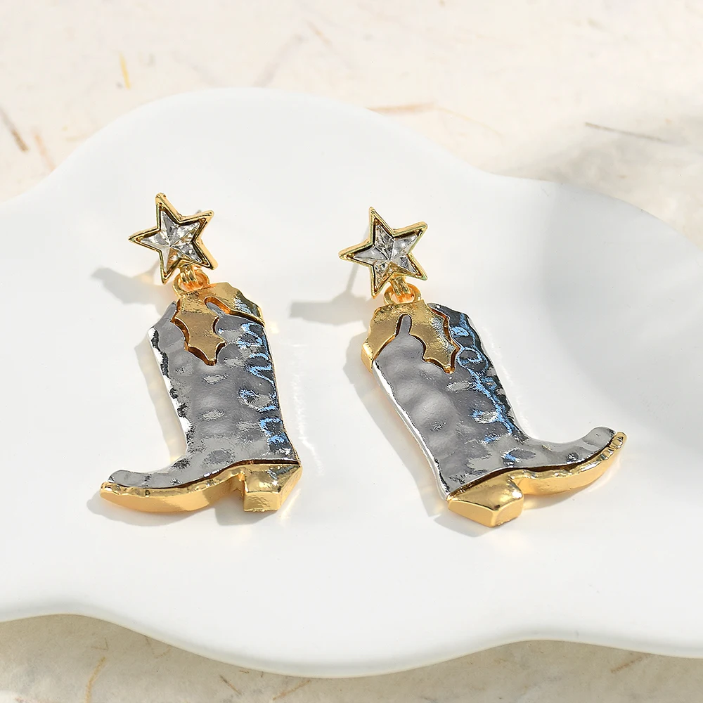 여성용 금속 드롭 귀걸이, 부츠 신발 모양 귀걸이, 스타 히피 쥬얼리 액세서리, 새로운 개성