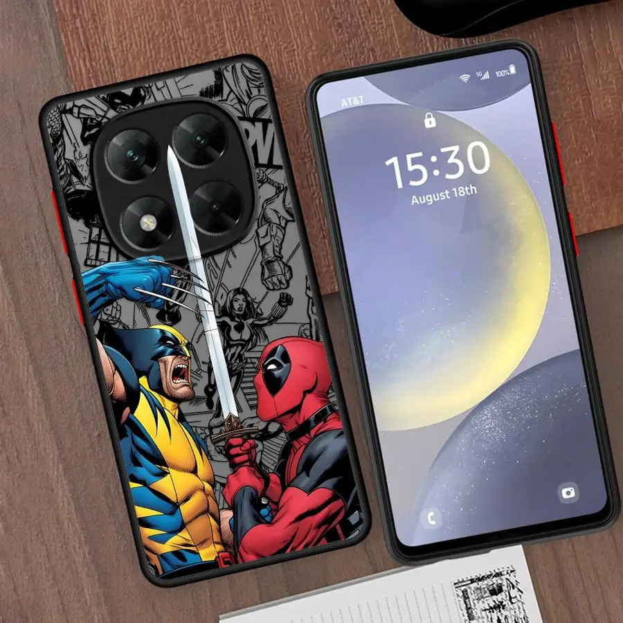 Чехол WolveriNe и Дэдпул для Xiaomi Redmi Note 13 10 14 Pro Plus 12 10S 11 11S, матовый чехол для телефона