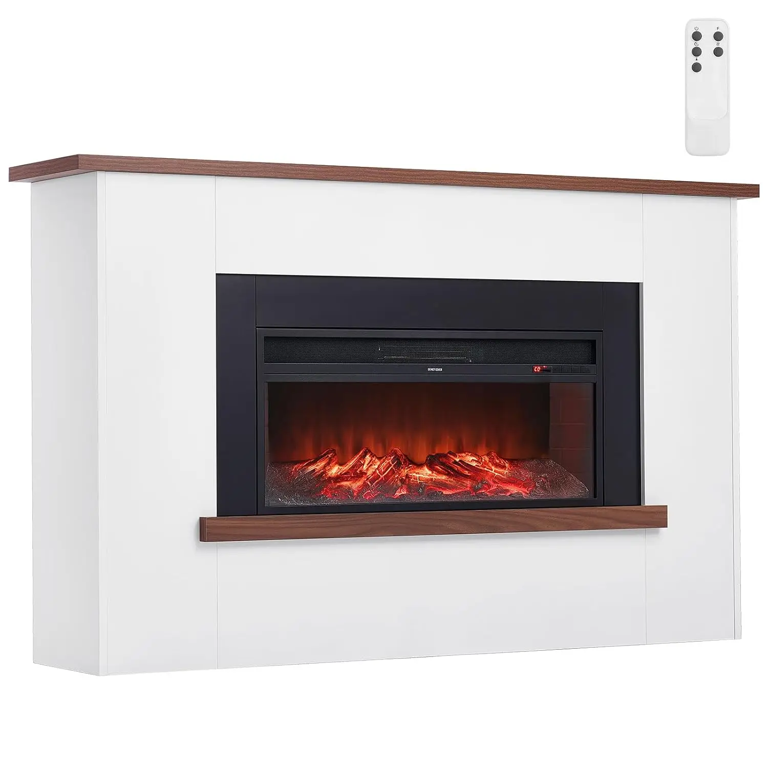 65.5 inch Freestanding Fireplaces, 1500W 5120BTU Fake Electric Fireplace Stove Heater with Mantel, Overheating, Customized