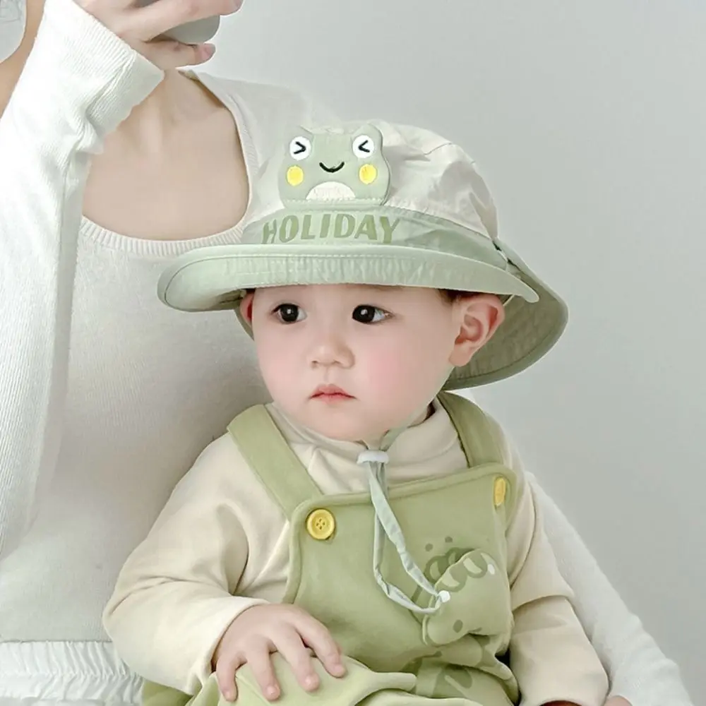 

Korean Style Wide Brim Peaked Cap Cartoon Animals Breathable Baby Sun Protection Hat Quick Dry Streetwear Kids Shawl Sunhat