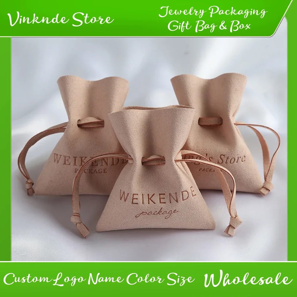 

50pcs/Lot Personalized Logo Size Microfiber Jewelry Pouches Drawstring Organizer Packaging Bag Wedding Favor Candy Gift Bags