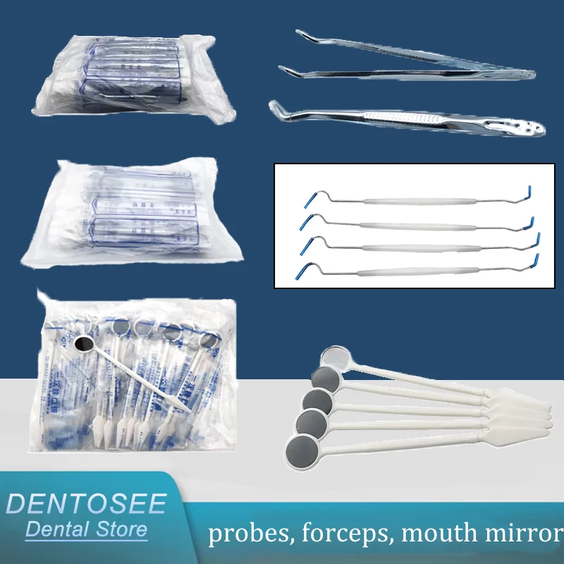 90 ~ 95 قطعة/الحقيبة المتاح مستكشف الأسنان الملقط مرايا الفم التحقيق هوك أدوات تنظيف الأسنان لجراحة عيادة طبيب الأسنان