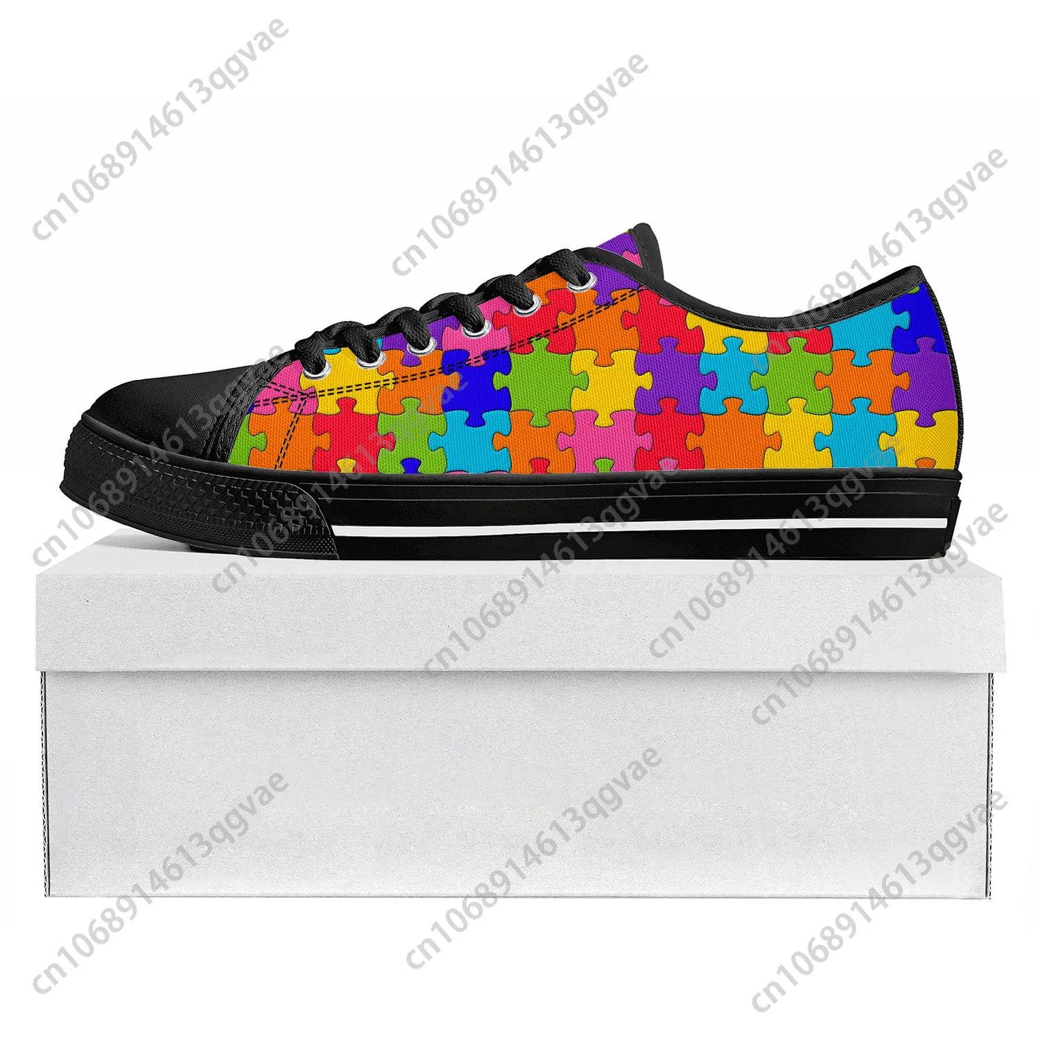 Puzzle Printing Pop Low Top High Quality Sneakers Mens Womens Teenager Canvas Sneaker  Prode Casual Couple Shoes Custom Shoe