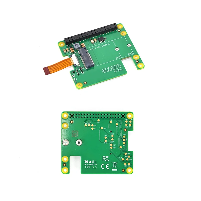 Well Made-For Raspberry Pi 5 M.2 HAT+ Gen2 Gen3 NVME M.2 SSD 2230/2242 Size M Key PCI Express GPIO Expansion Board