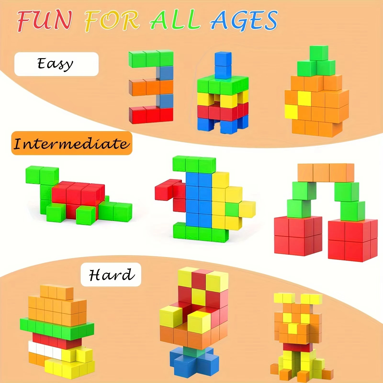 DIY 64PCS Magnetische bouwstenen Model Educatief Zintuiglijk Speelgoed Bouwkubus voor Jongens Meisjes Kinderen Kerst Verjaardagscadeautjes