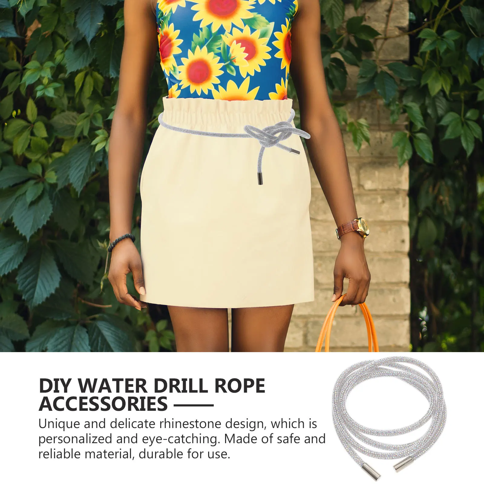 

2Pcs Rhinestone Rope DIY Bling Shiny Round Tube Waist Belt Accessories for Clothing Decor Phone Lanyard Craft Material