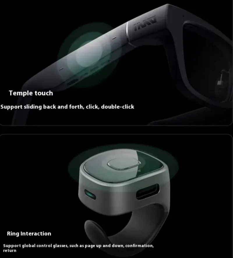 2025 نظارات AR الذكية الجديدة اللاسلكية لنظارات الواقع الافتراضي المحمولة التي تعمل بنظام أندرويد آيفون مع نظارات AR المترجم الكل في واحد INMO GO2