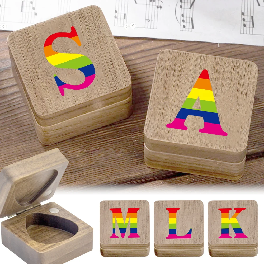 

1pc Plectrum Storage Case Anti-Pressure Keep Picks Safe Slim Pocket Profile For Jeans Or Gig Bag Initial Name 26 Letters Pattern