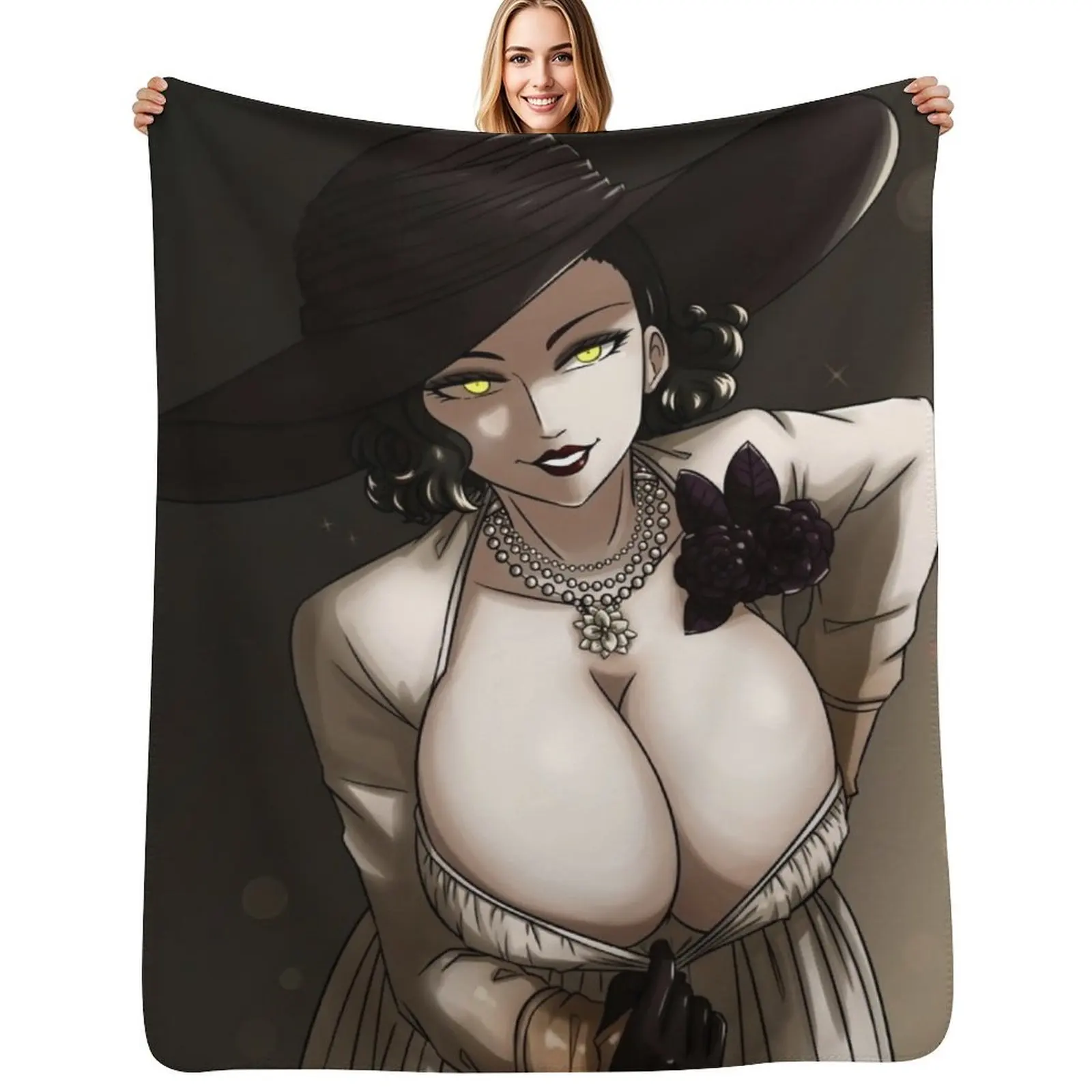 

Lady Dimitrescu Throw Blanket Luxury Throw anime Bed covers Warm Blanket