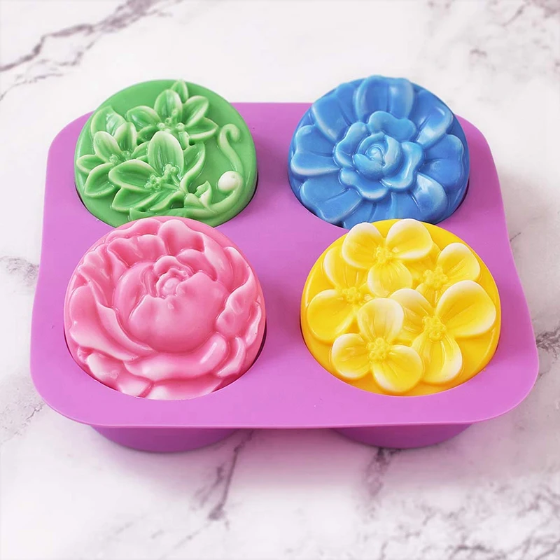 Flower Silicone Soap Molds, Homemade Soap Mold, Muffin, Pudding, Jelly, Brownie And Cheesecake(1Pcs)