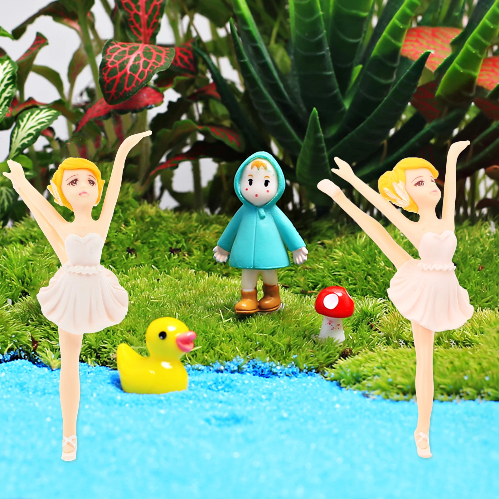 

6 Pcs Ballerina Girl Plastic Keychain Pendants Cake Topper Toy Micro L Decor DIY Craft Props Succulent Plant nament