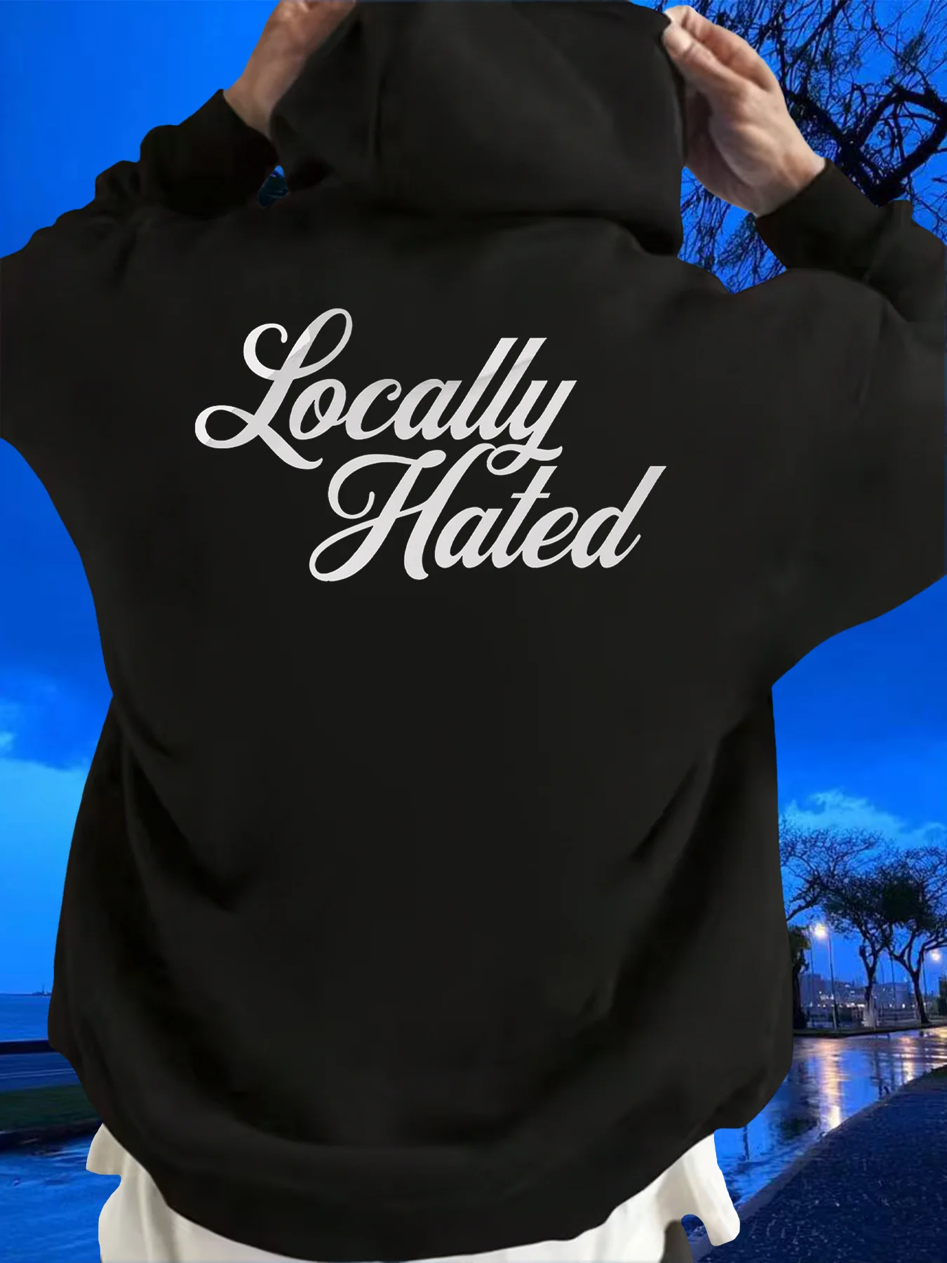 Men's casual hooded sweatshirt with floral letter print, comfortable and trendy daily casual fashion with good warmth retention.