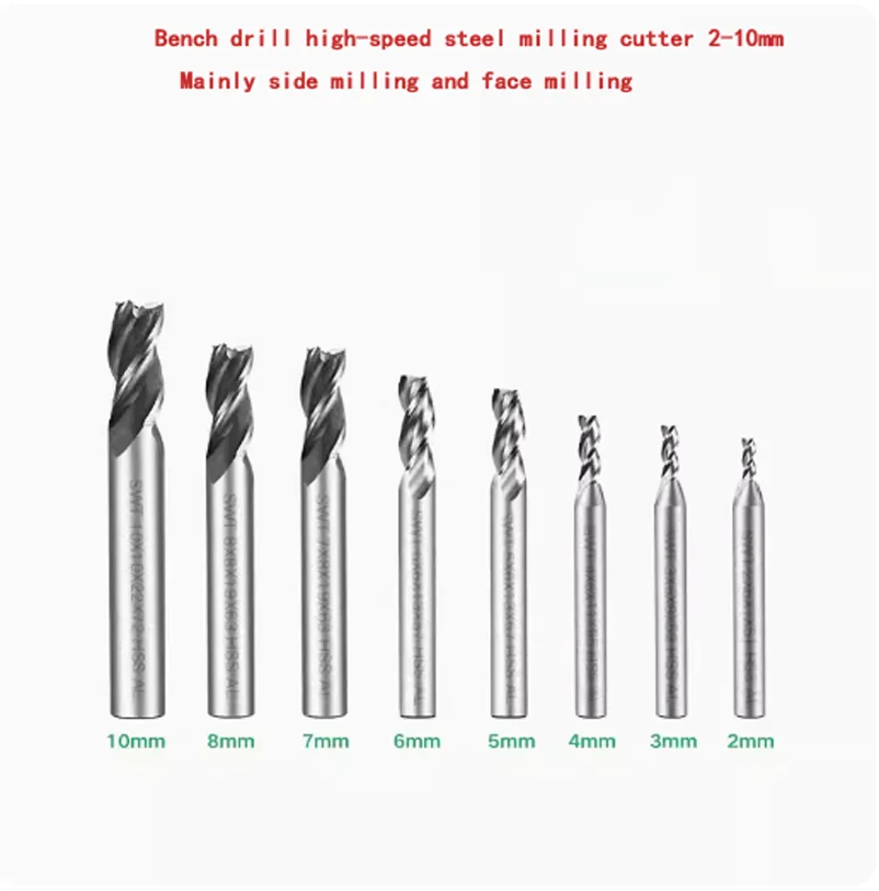 

New 2mm -10mm Bench Drill High-Speed Steel Carbide End Mill Machine CNC Milling Cutter For Bench Drill Milling Machine 1PC