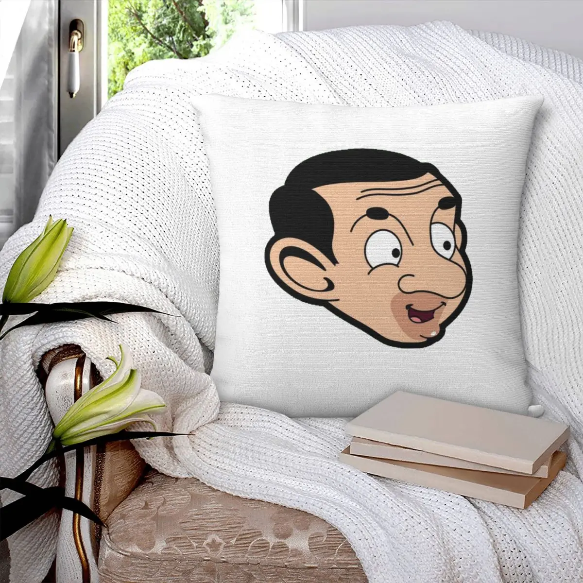 Mr Bean Square Pillowcase Pillow Cover Cushion Decor Comfort Throw Pillow for Home Sofa