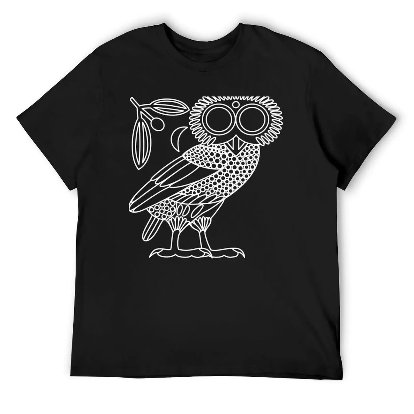 

Owl of Athena [White Outline + Wreath and Crescent] T-Shirt tops for a boy anime figures summer 2025 mens t shirts top quality