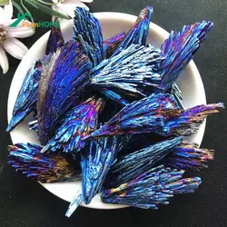 Pietre e cristallo tormalina nera colori blu naturali e minerali blu titanio Aura quarzo cristallo coda Decor