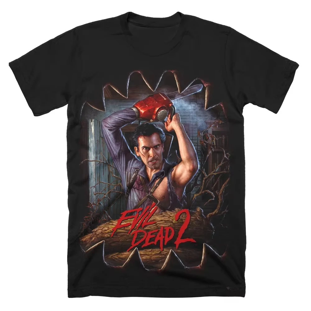 Evil Dead 2 T-Shirt für Herren, Ash Chainsaw Breakout, Horror-Grafik, kurzärmelig, übergroß, Streetwear, locker, übergroß, Unisex, kurz, weich – Detail 3