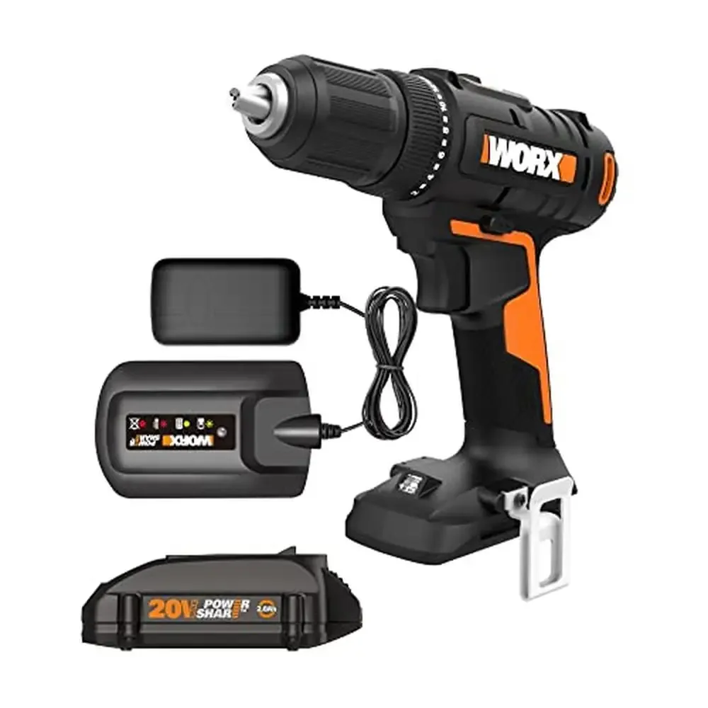 20V Cordless Drill Driver with Full-Sized Chuck and LED Lighting Power Share Batteries Included