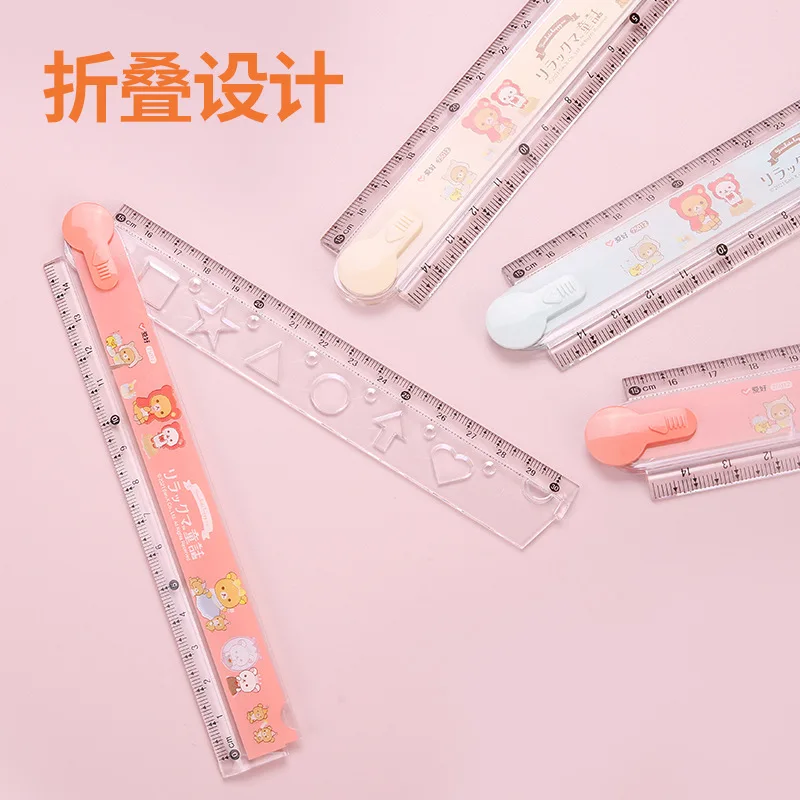 3 pcs/pack Kawaii Rilakkuma Bear Plastic Folding Straight Ruler Cute Stationery Measuring Tool School Office Supplies