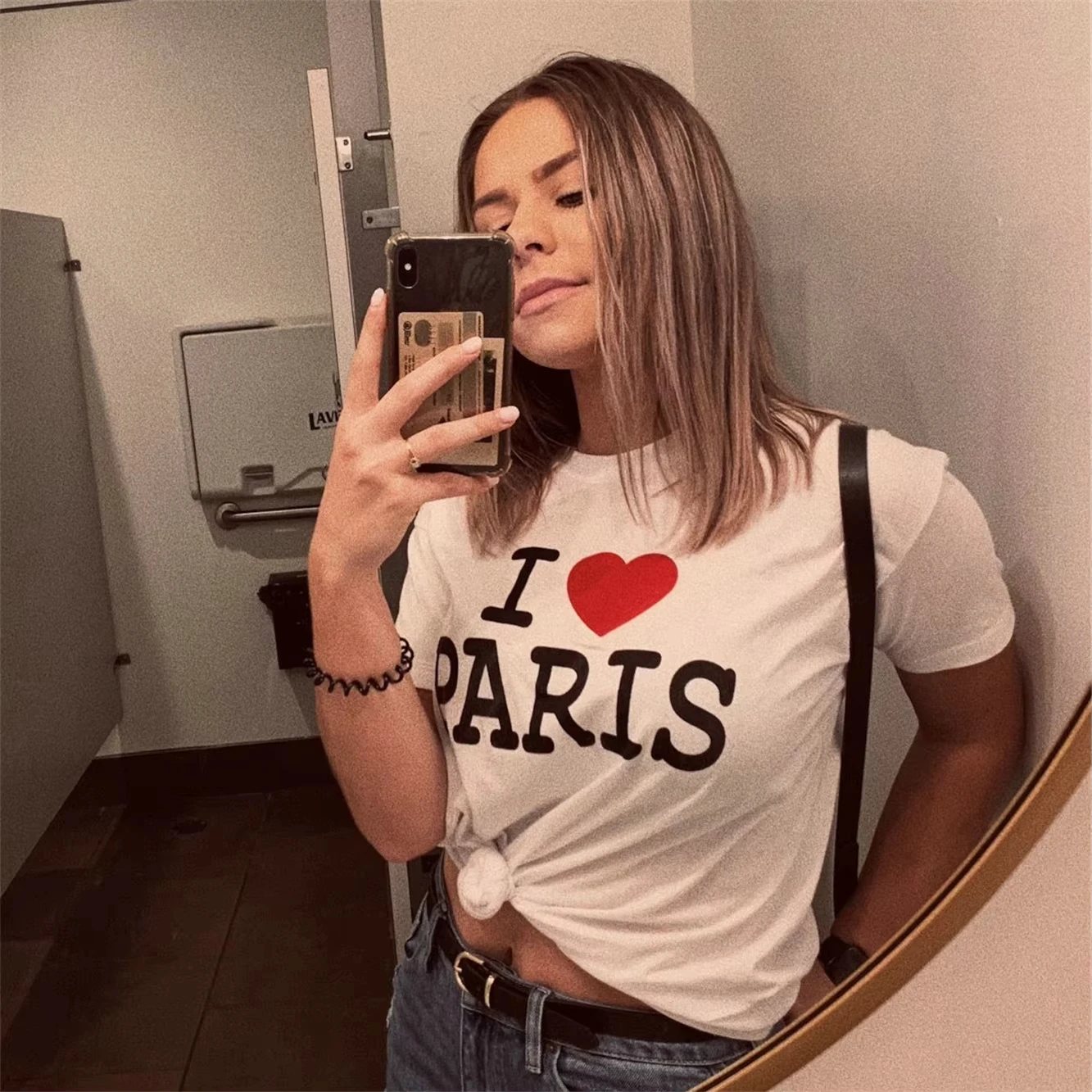 

Классическая футболка «Я люблю Париж», летняя модная детская футболка, футболка в стиле 2000-х годов, хлопковая футболка с надписью, подарок для нее