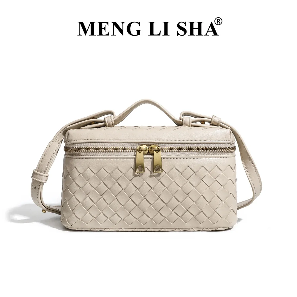 MENGLISHA Box Bag Crossbody Geweven Handtas, Veelzijdige Tote, Lunchbox-stijl, Boston Draagtas, Trendy Kleine Vierkante Schoudertas