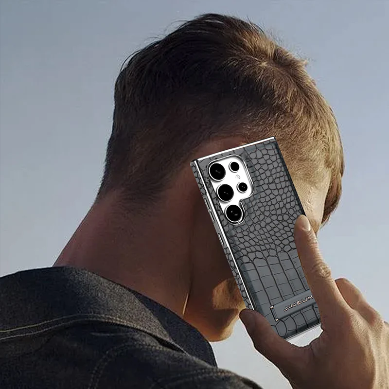 حافظة هاتف جلدية بنمط التمساح عالي الجودة لهاتف سامسونج جالاكسي S23 S24 S25 Ultra/Plus غطاء مطلي بالكهرباء المغناطيسي #6