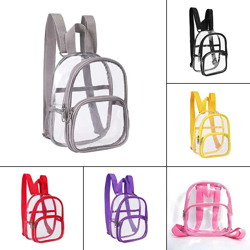 Transparent Bag Clear Pvc Travel Backpack Shoulder Bag Strap Book Sports Field Approved Waterproof Mini Travel Schoolbag