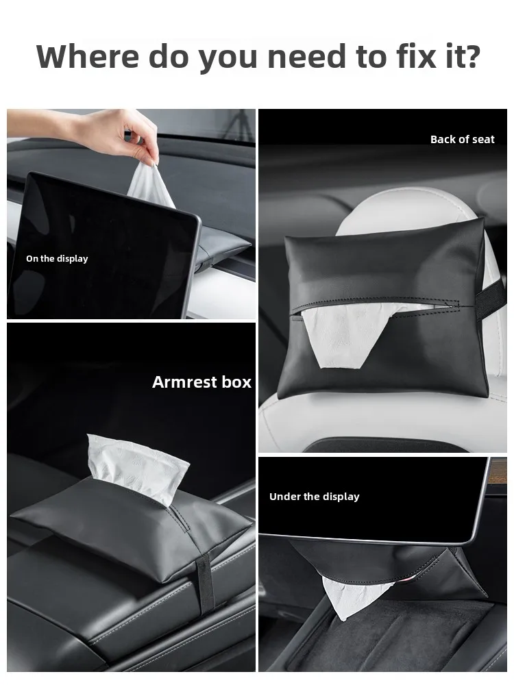 صندوق مناديل السيارة مناسب لملحقات السيارة الكرتونية المضخفية من Tesla ModelY/3 Huan #5