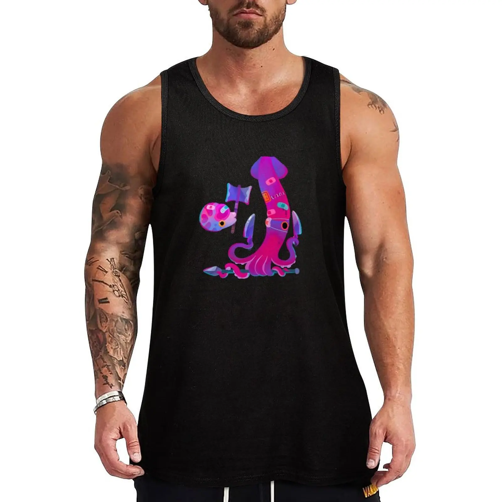 

Stabby whaleshark/squid Tank Top Men's summer vest gym for men sleeveless Men's t-shirts sleeveless man shirts