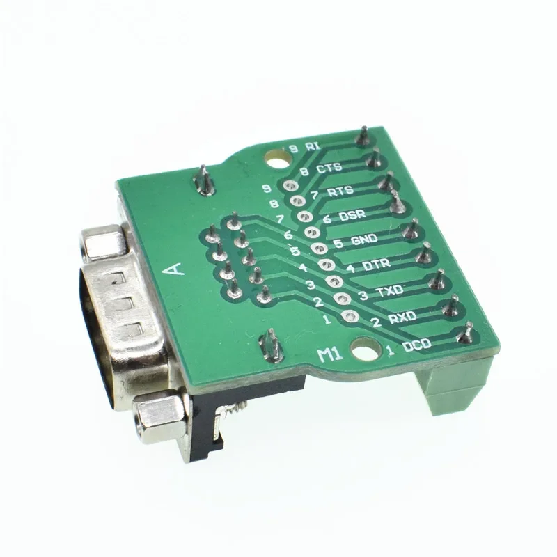 D-Sub 9pin Solderless Connectors DB9 RS232 Serial to Terminal Female Male Adapter Connector Breakout Board Black+Green