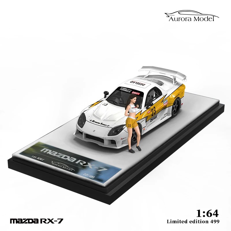 Aurora 1:64 modelo de carro de brinquedo RX-7 Veículo fundido em liga Veilside - Revestimento avançado e flash