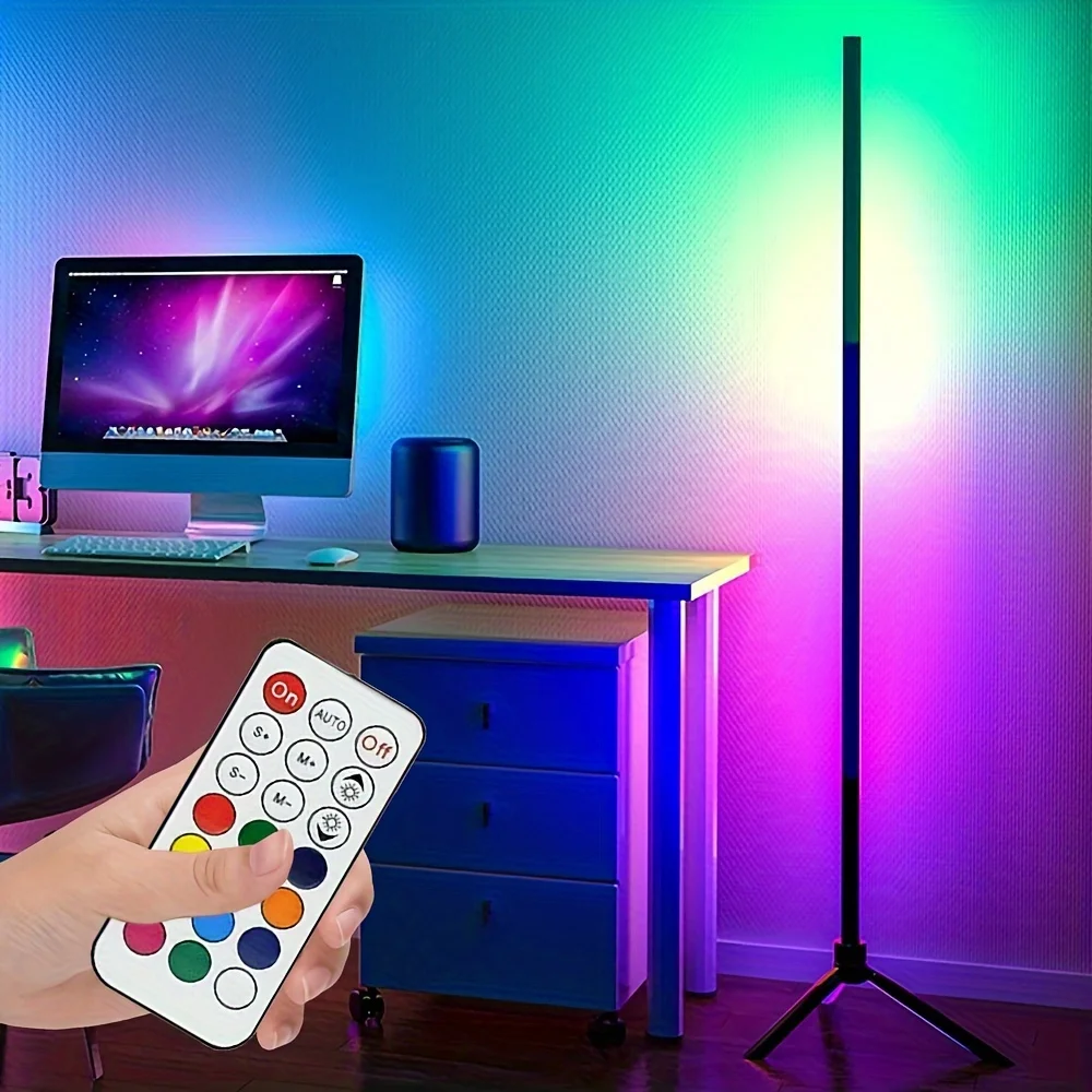 USB Power 120cm Standing LED Night Lamp Dimmable RGB Tripod Floor Lamp with Remote for Bedroom Living Room Christmas Party Decor