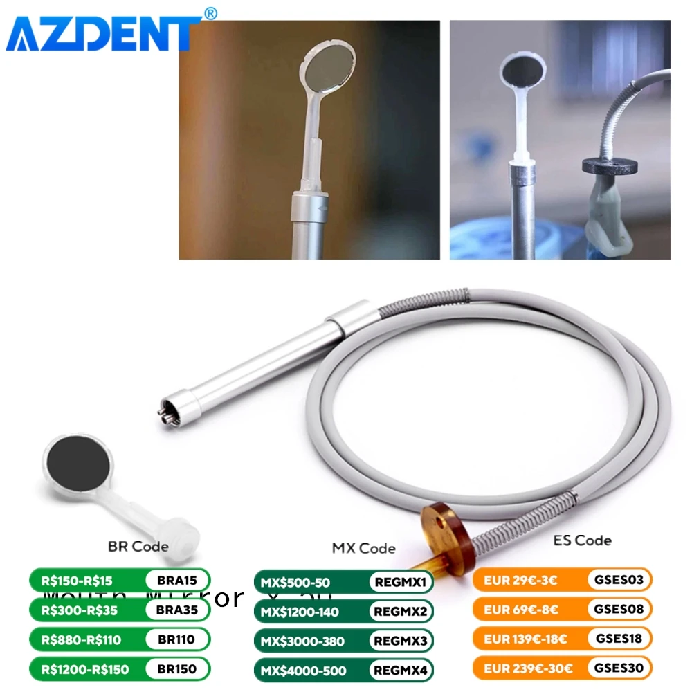 Dental Suction Anti-fog Mirror AZDENT with Saliva Suction Kit 50pcs Disposable Mouth Mirror Matching Handle Silicon Tube Dentist