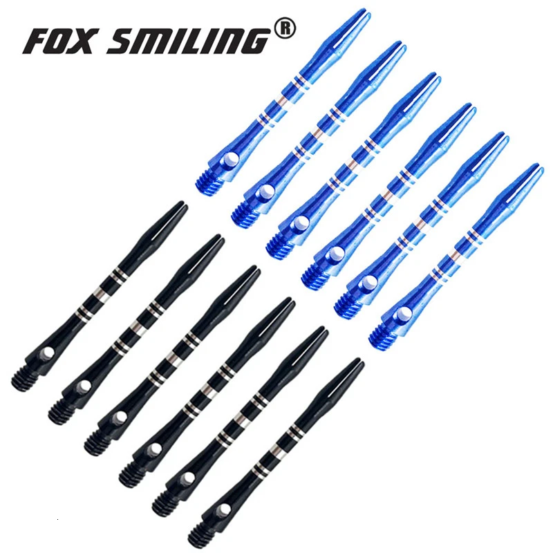 12/6PCS 41mm Aluminium Darts Shafts 2BA For Professional Darts Fox Smiling Blue Black Colors Darts Accessories