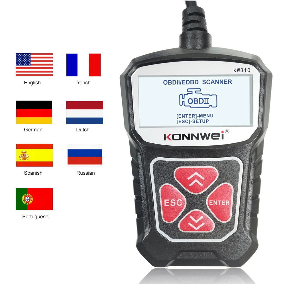 For Car KONNWEI OBD2 KW310 Portable Scanner Car Reader Oil Lamp Reset Service Multiple Languages Automotive Diagnostic Tools