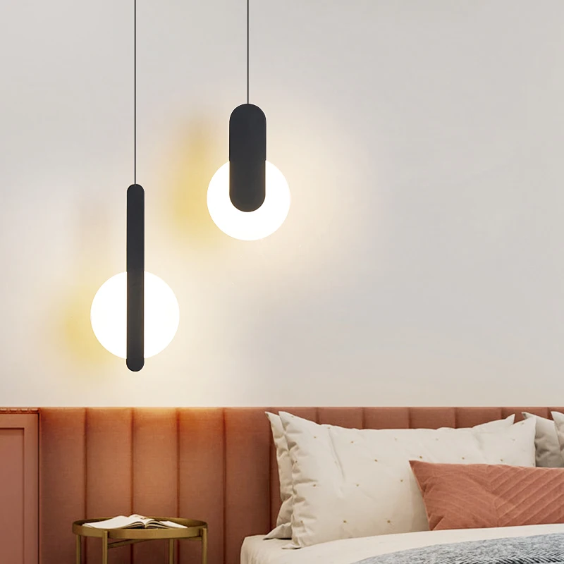 Modern LED Pendant Lights White/Black hanging Lamps For Bar Restaurant Bedroom Bedside Living Room Minimalist Fixtures