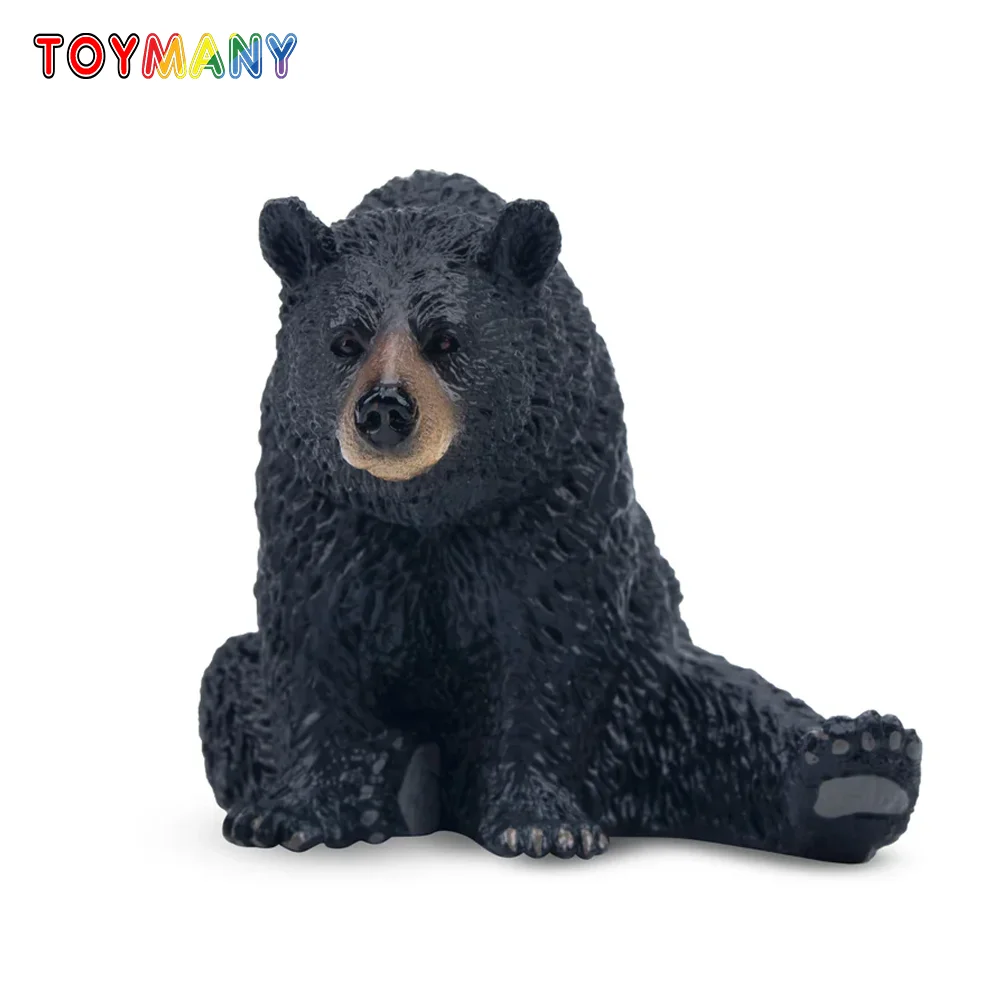 

Toymany Simulation Black Bear Wildlife Animal Model Toy Mini Figures Dolls Action Figurines Toys for Children Gift Cake Decor
